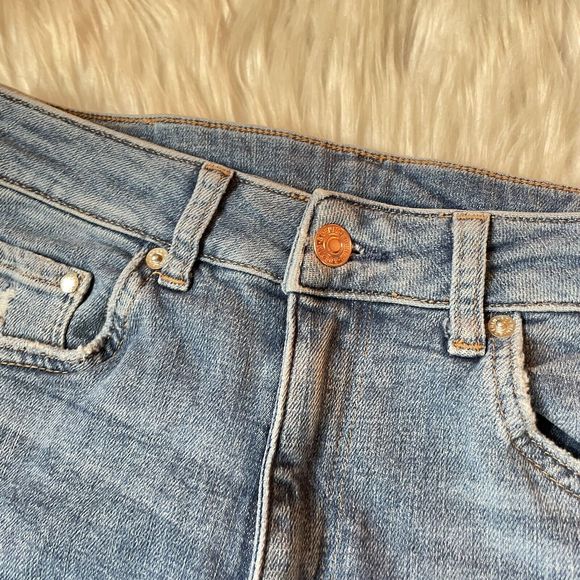 H&M Skinny Ankle Denim Jeans High Waist Raw Hem Distressed Light - Picture 6 of 14